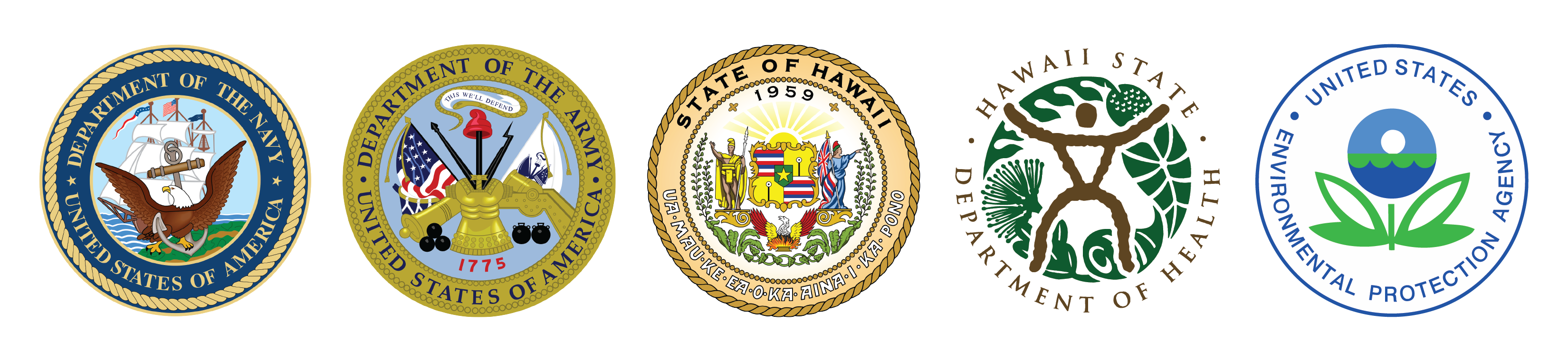 Department of the Navy, Department of the Army, State of Hawaii, Hawaii State Department of Health and United States Environmental Protection Agency logos
