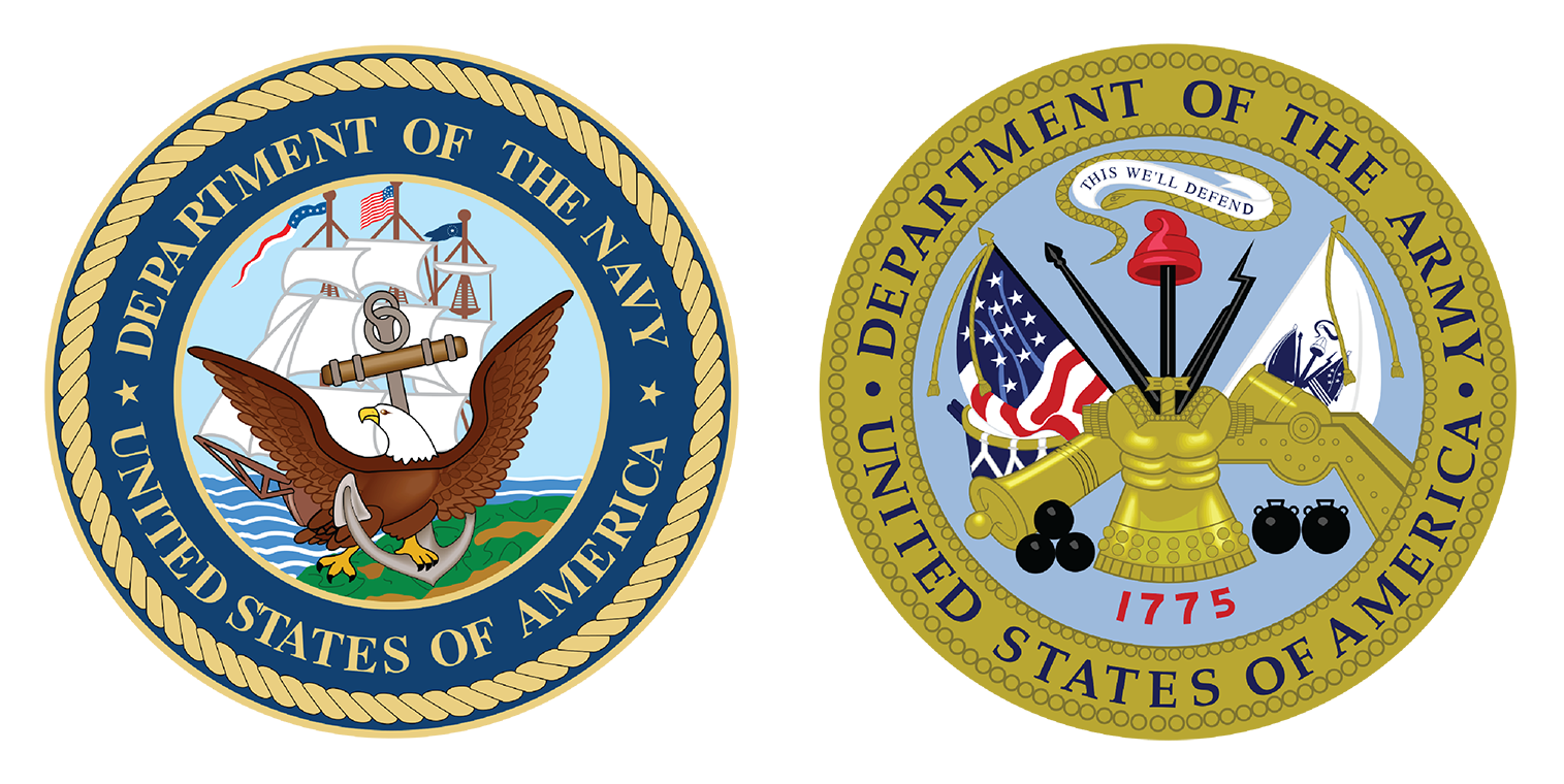 Department of the Navy and Department of the Army logos